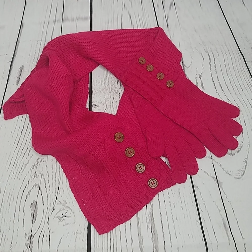 💜-PINK SCARF SET